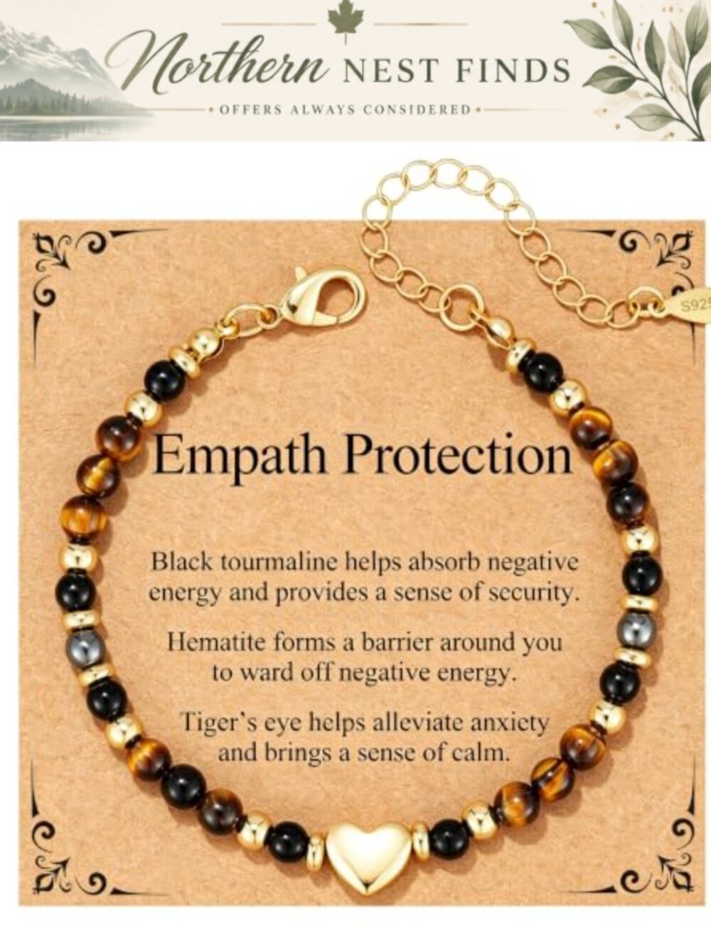 Gold Crystal Beaded Bracelet Women Adjustable Healing Energy Jewelry